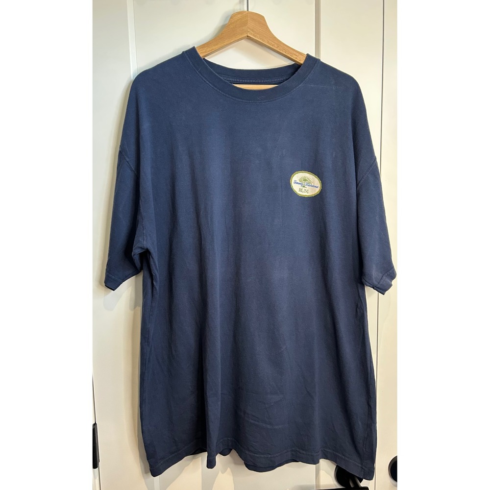 Tommy Bahama Relax Mens L Navy Blue Shake Rattle & Rum Graphic T-Shirt Cotton
